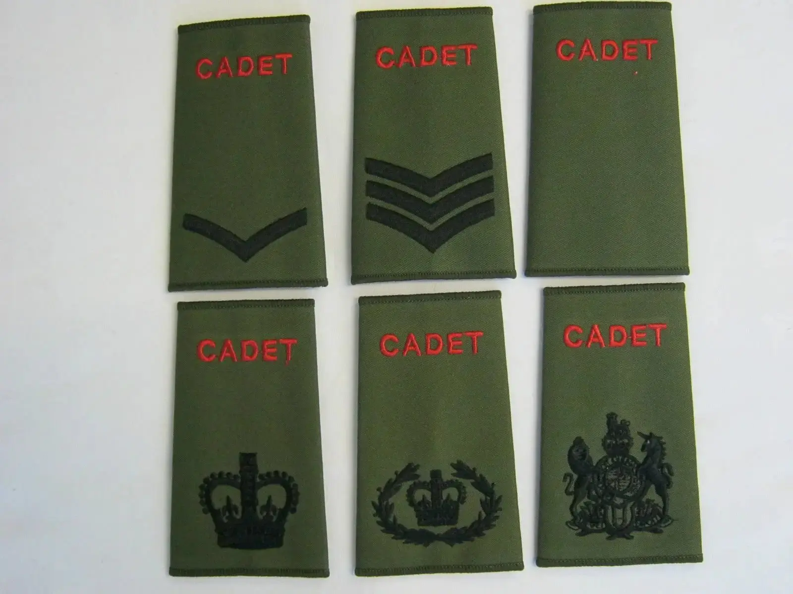 Army Cadet Force Olive Green Rank Slides (Pair)