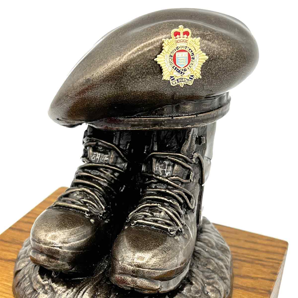 Beret and Boots Bronze Resin Statue on Oak Base - Updated Design - Image 11