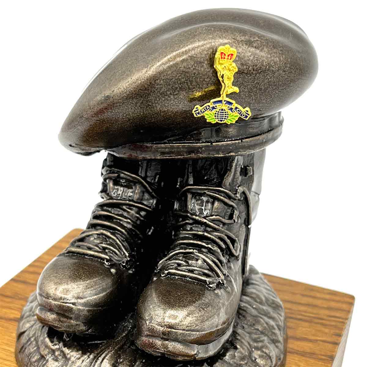 Beret and Boots Bronze Resin Statue on Oak Base - Updated Design - Image 13