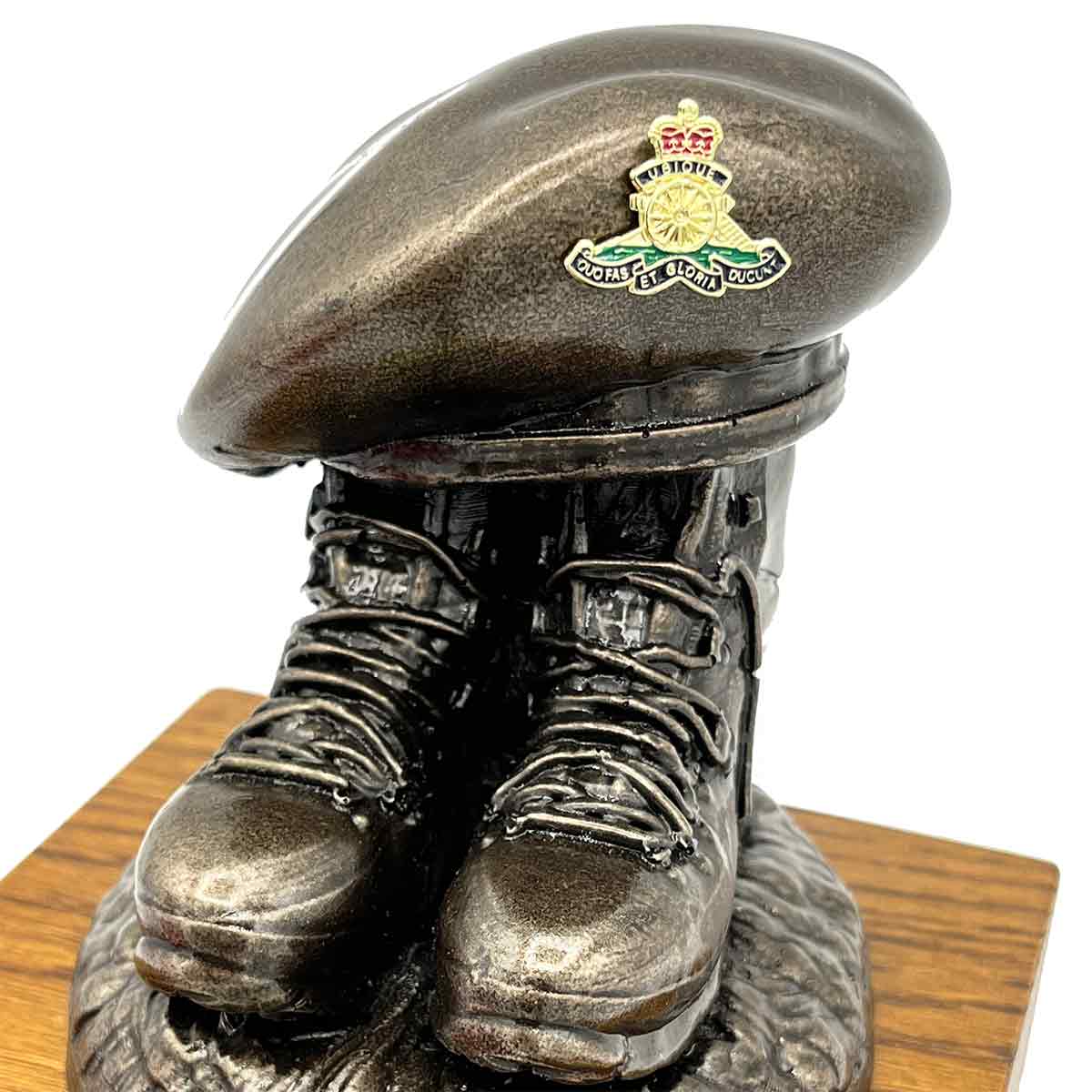 Beret and Boots Bronze Resin Statue on Oak Base - Updated Design - Image 14