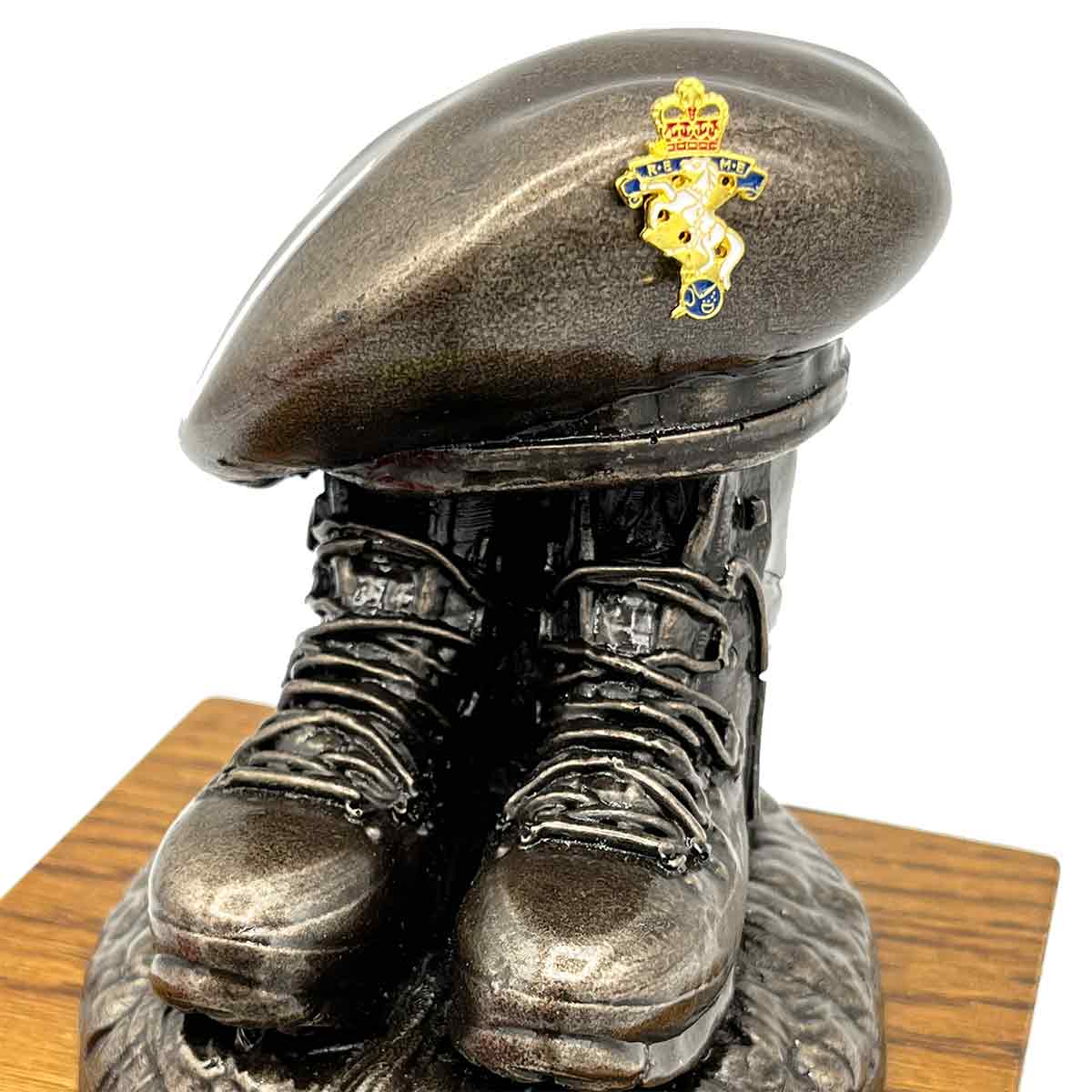 Beret and Boots Bronze Resin Statue on Oak Base - Updated Design - Image 17