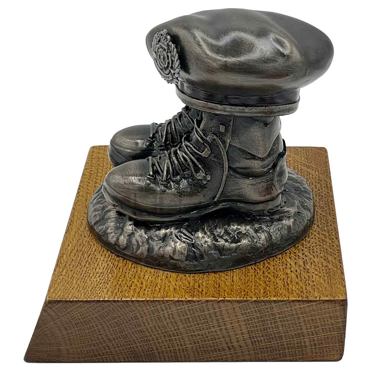 Beret and Boots Bronze Resin Statue on Oak Base - Updated Design - Image 4