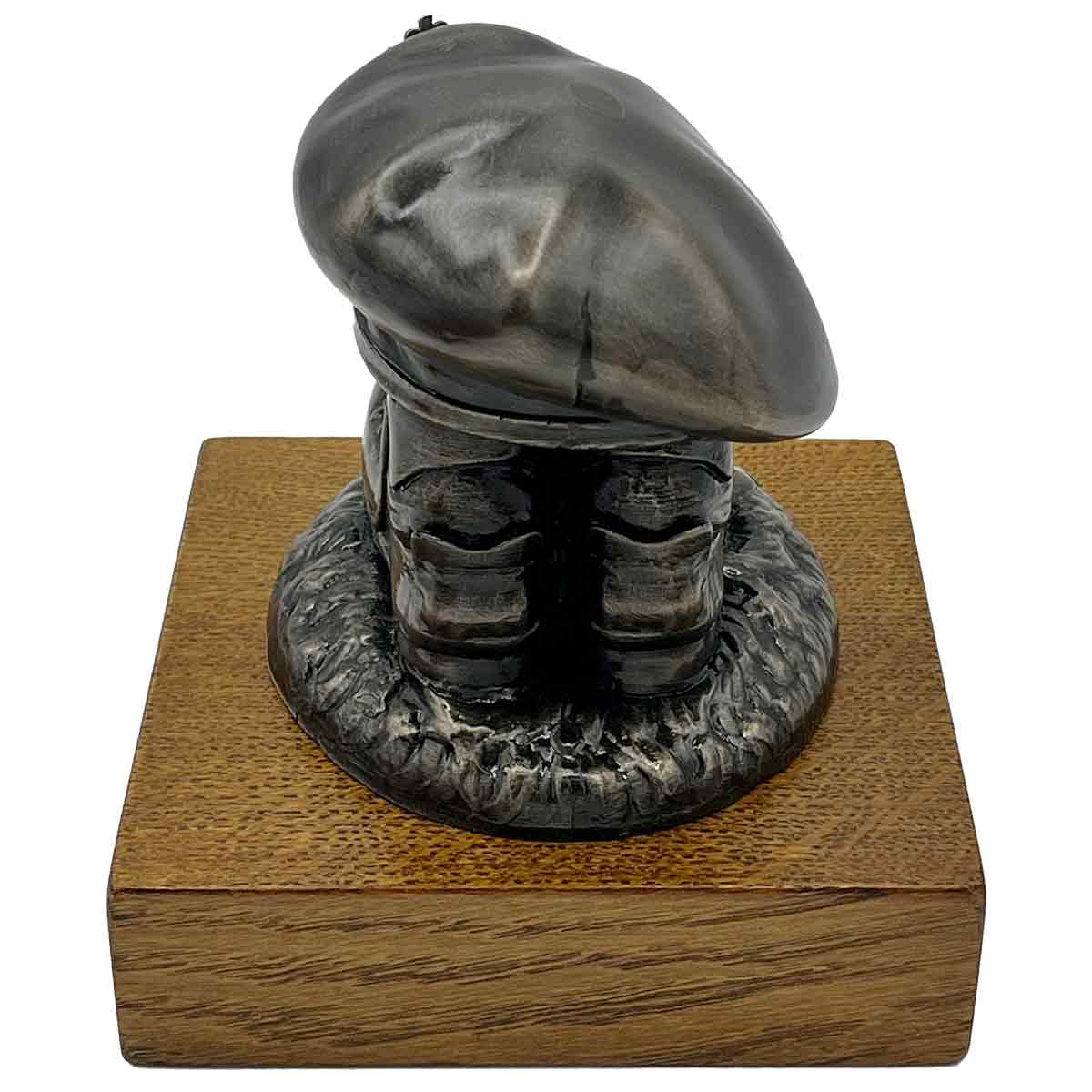 Beret and Boots Bronze Resin Statue on Oak Base - Updated Design - Image 5