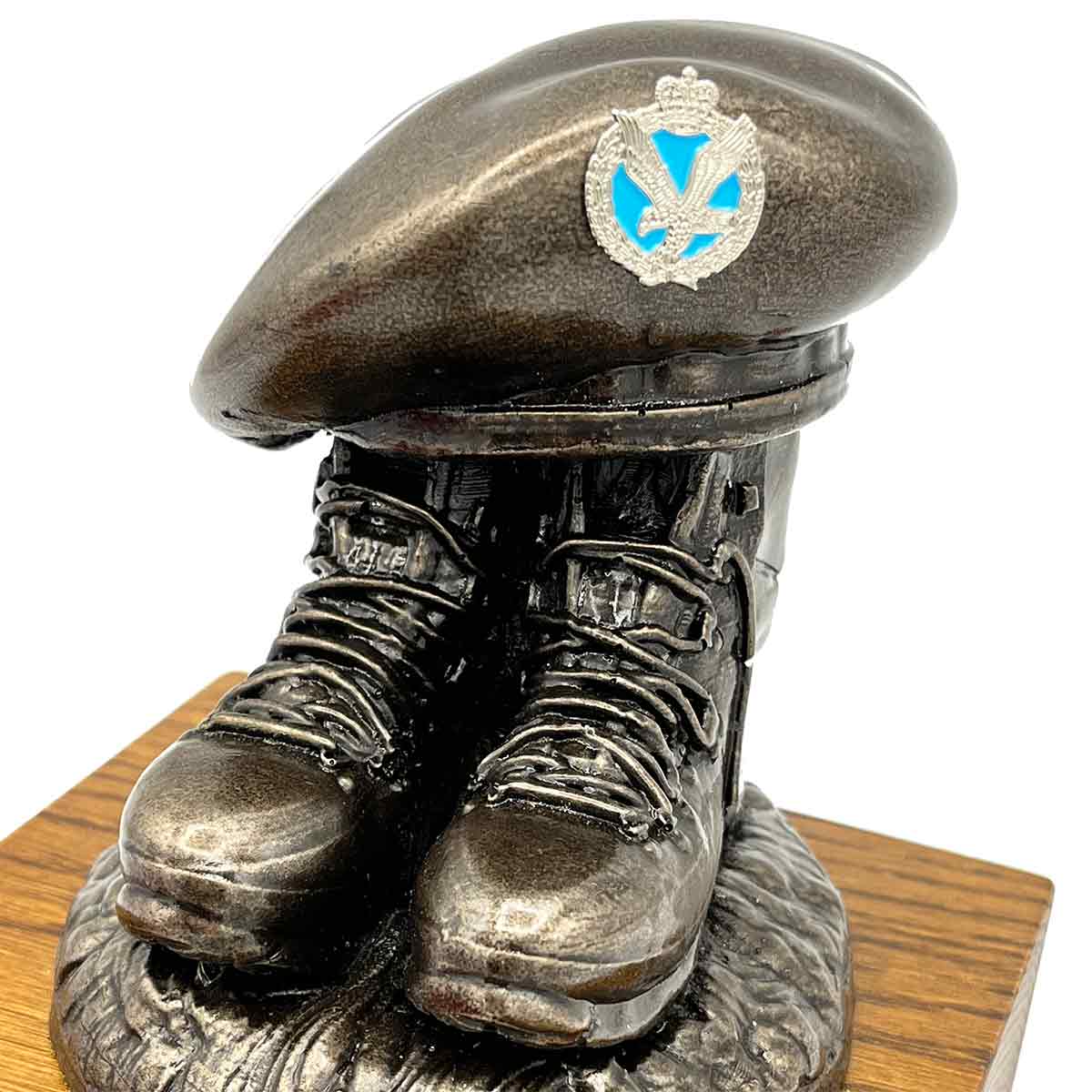 Beret and Boots Bronze Resin Statue on Oak Base - Updated Design - Image 7