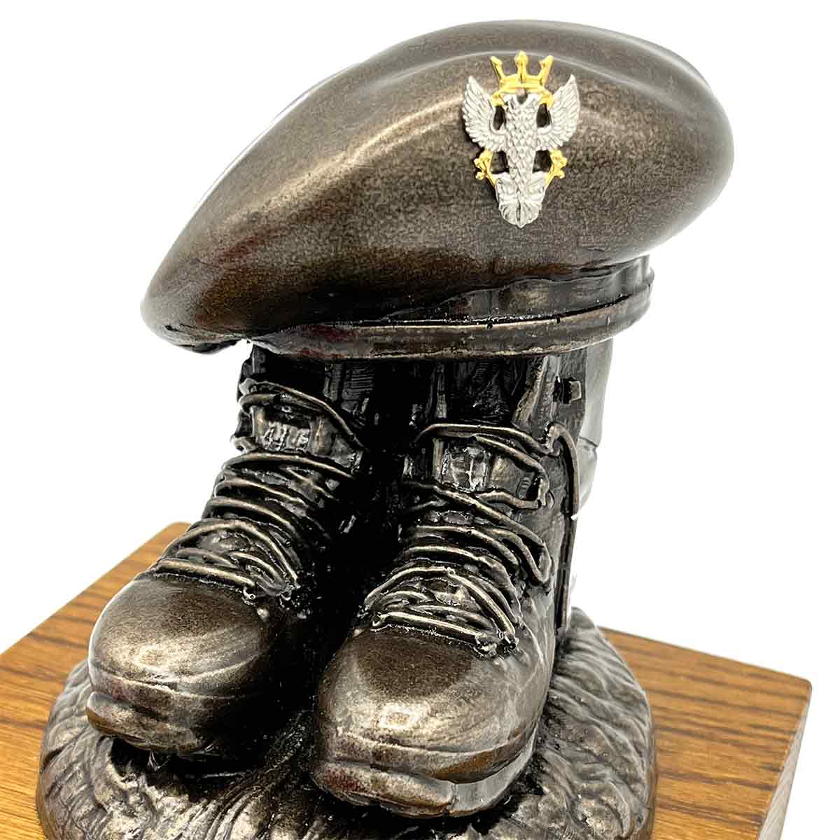 Beret and Boots Bronze Resin Statue on Oak Base - Updated Design - Image 8