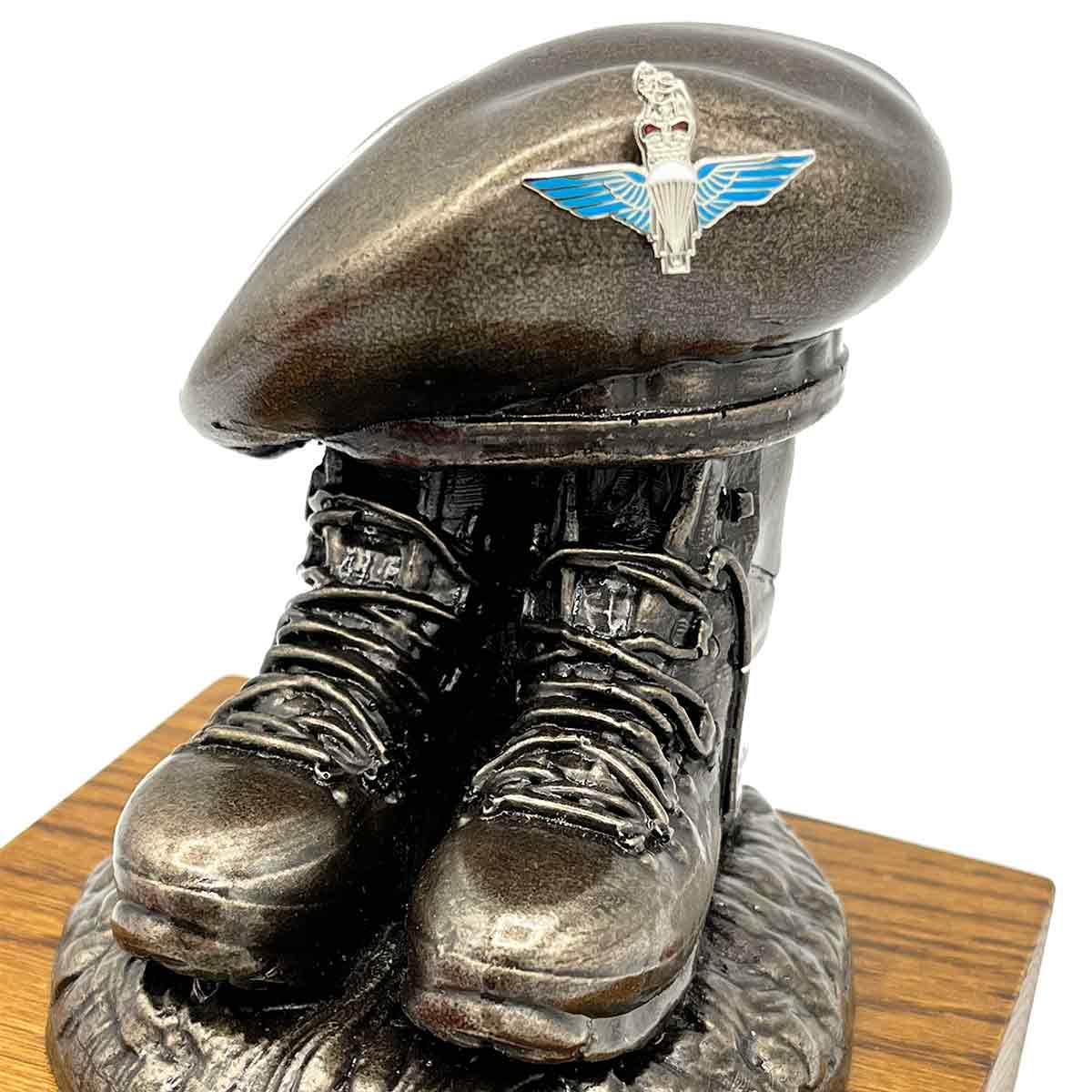 Beret and Boots Bronze Resin Statue on Oak Base - Updated Design - Image 9