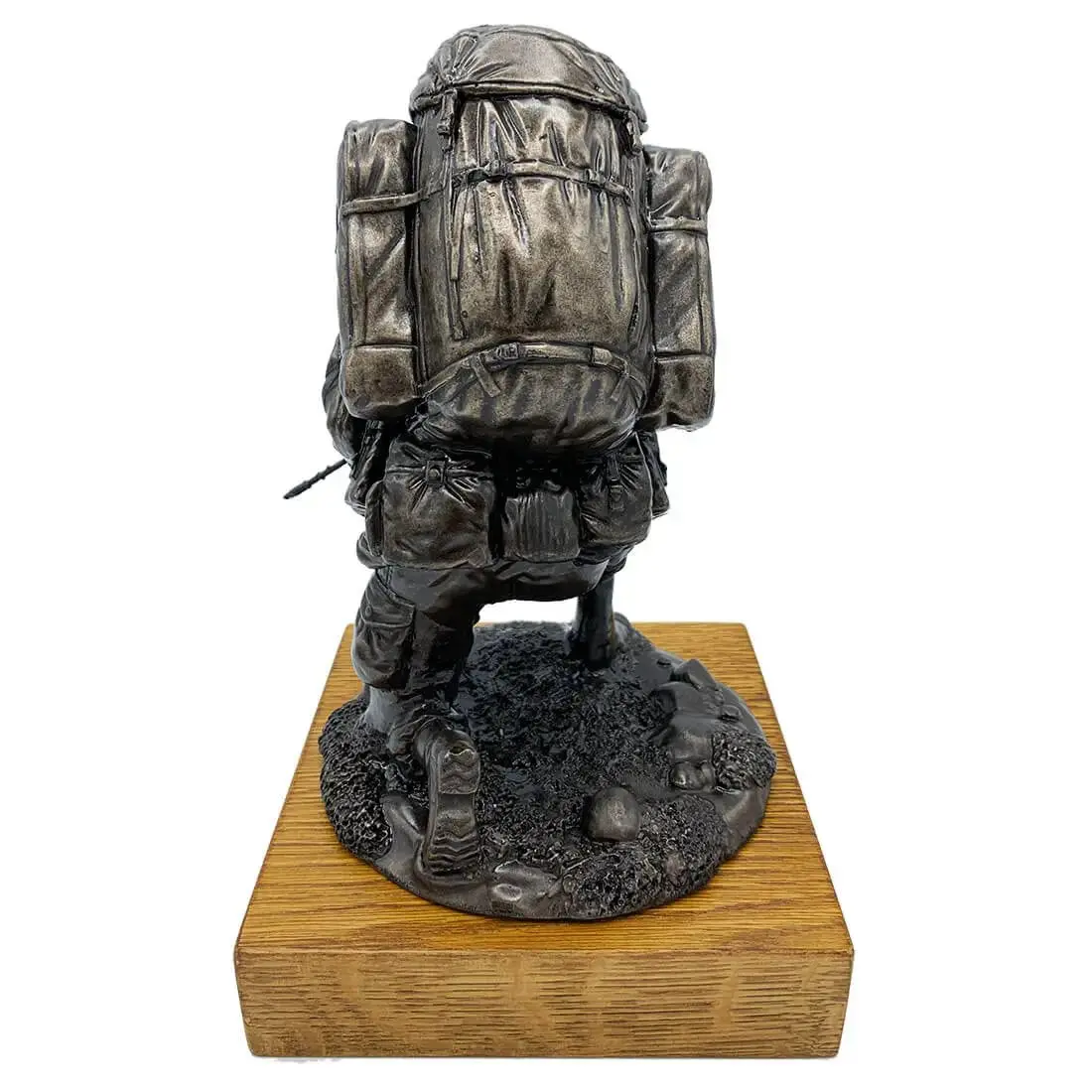 Bronze Resin Kneeling Combat Statue with Helmet - Image 3