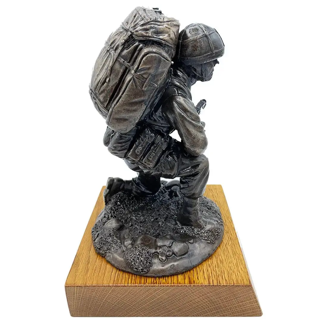 Bronze Resin Kneeling Combat Statue with Helmet - Image 4