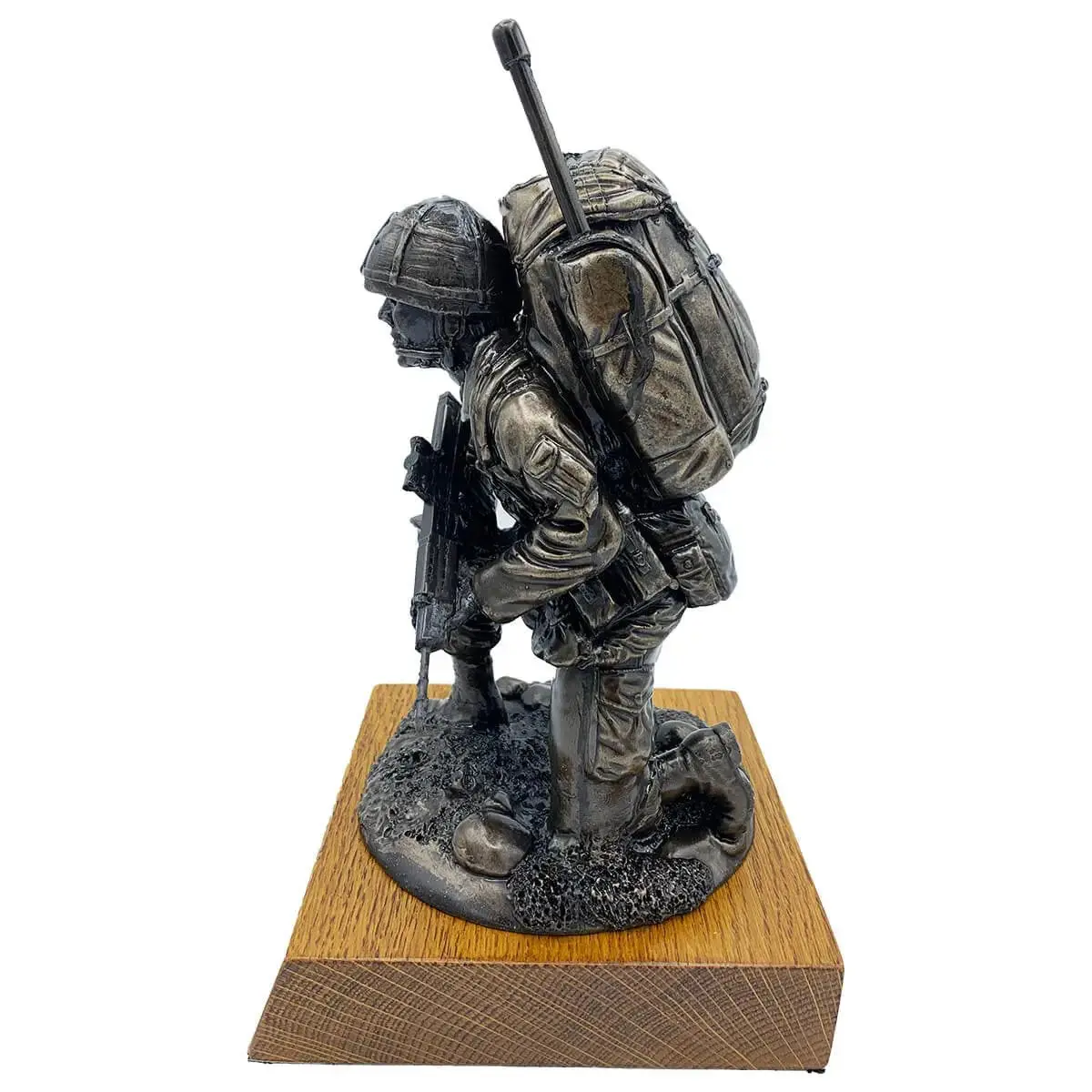 Bronze Resin Kneeling Signaller Statue - Image 2