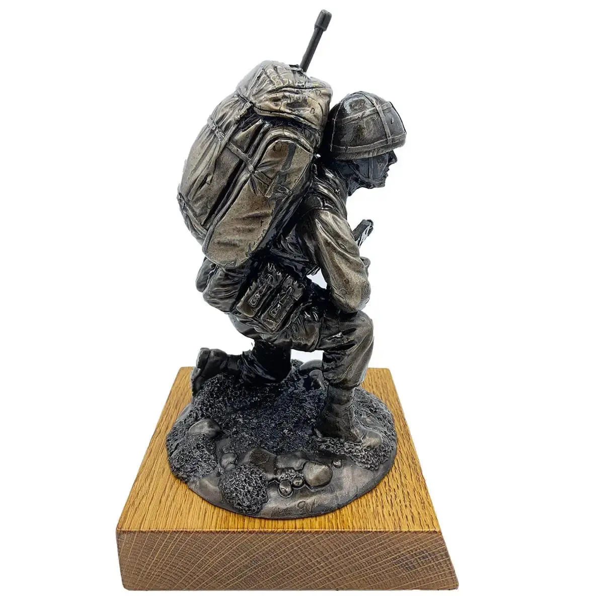Bronze Resin Kneeling Signaller Statue - Image 4