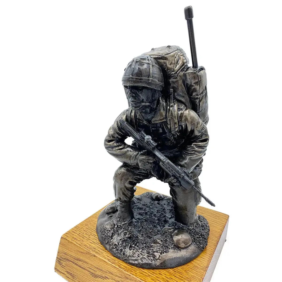Bronze Resin Kneeling Signaller Statue - Image 5