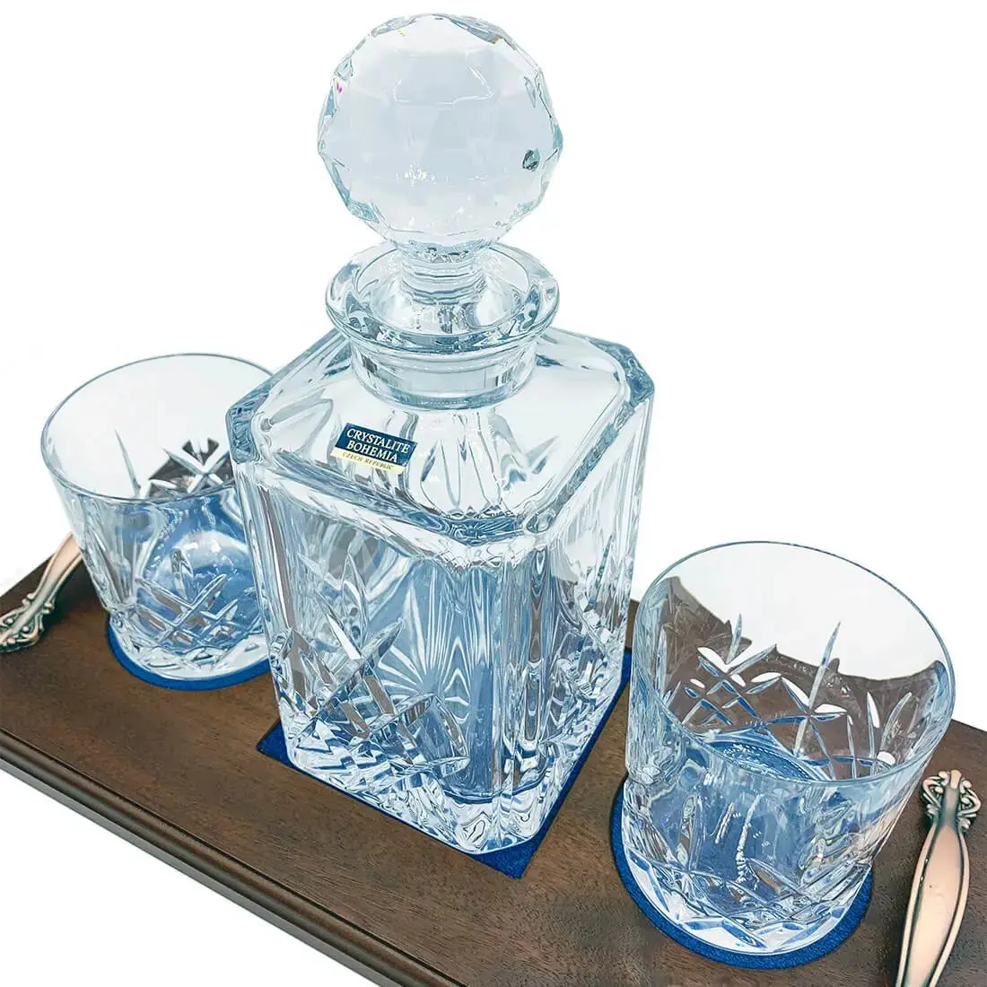 Crystal Whisky Decanter Set with 2 Glasses - Image 4