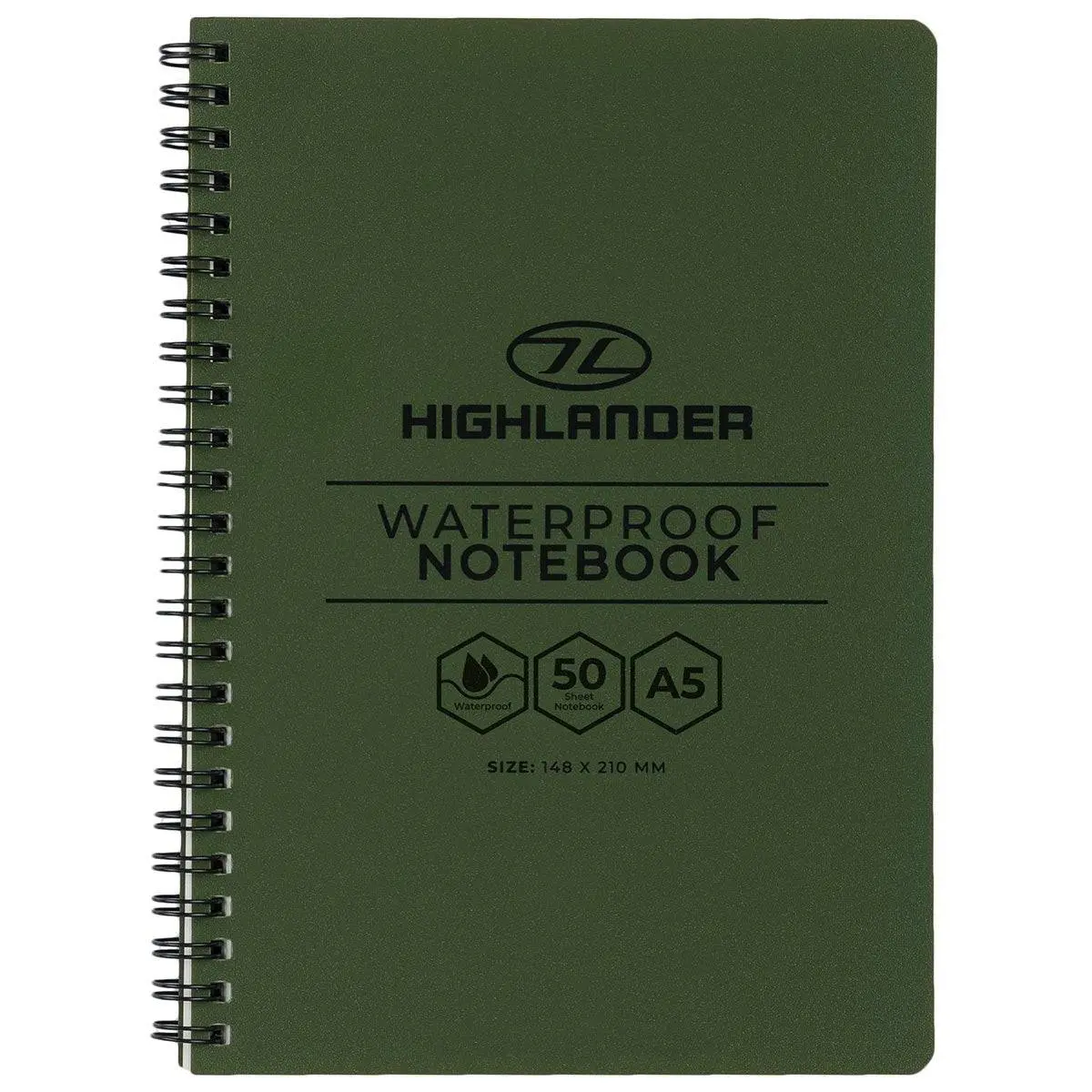 Highlander A5 Waterproof Notebook Olive Green