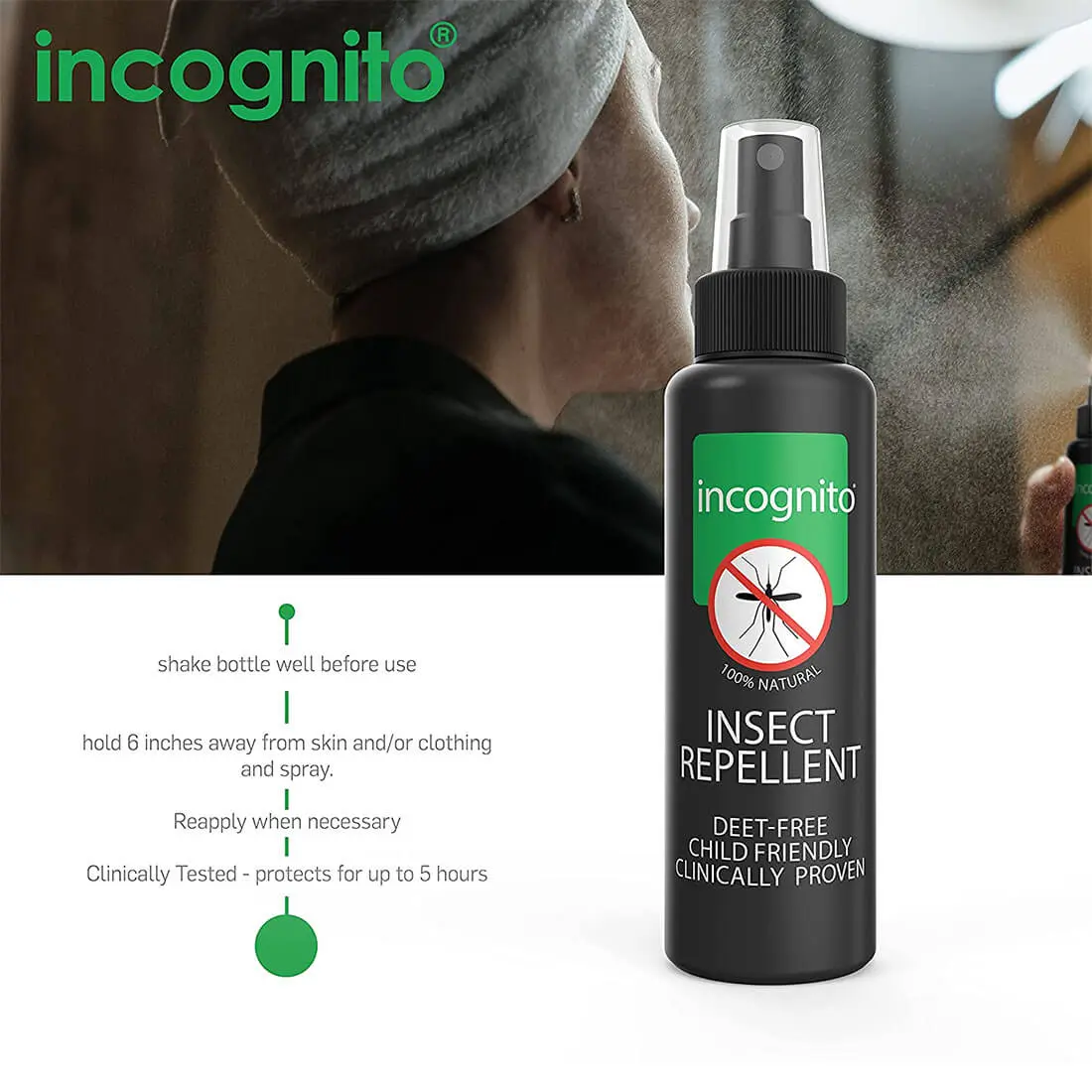 Incognito Deet Free Insect Repellent Spray 100ml - Image 3