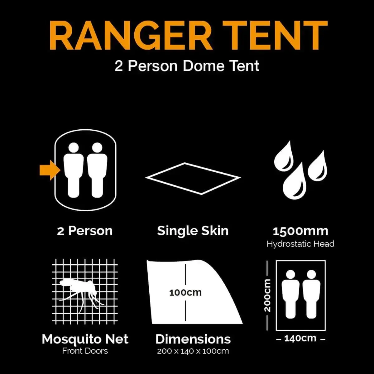 Kombat 2 Person Domed Single Skin Ranger Tent - Image 5