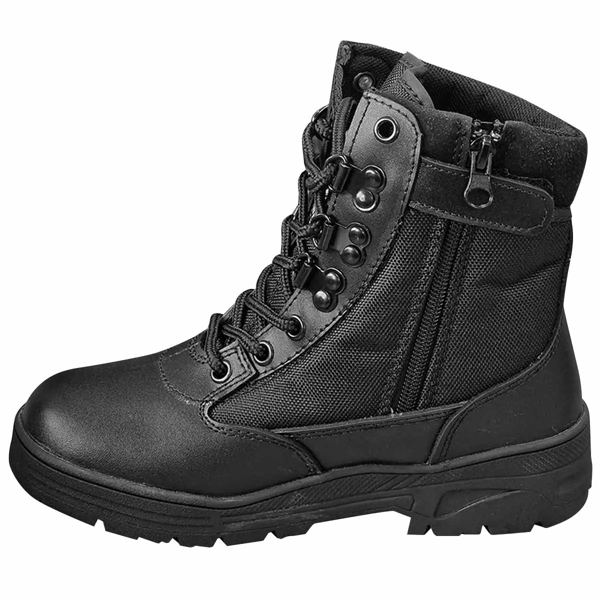 Kombat Kids Black Boots Half Leather Patrol Style Pair - Image 5