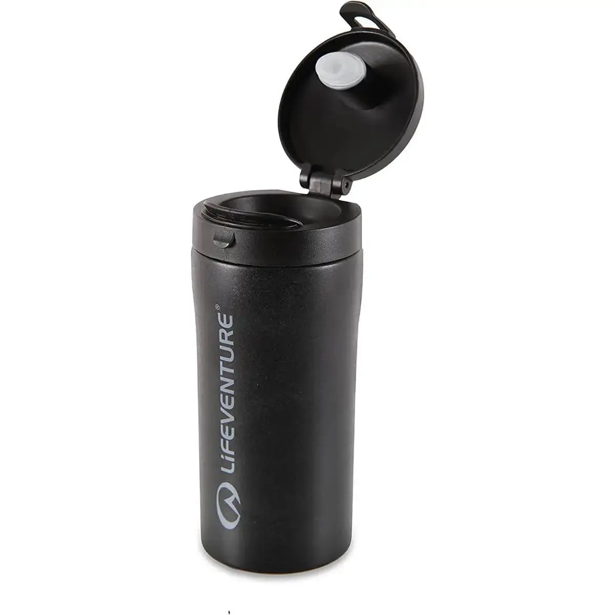 LifeVenture Flip Top Thermal Mug Black - Image 3