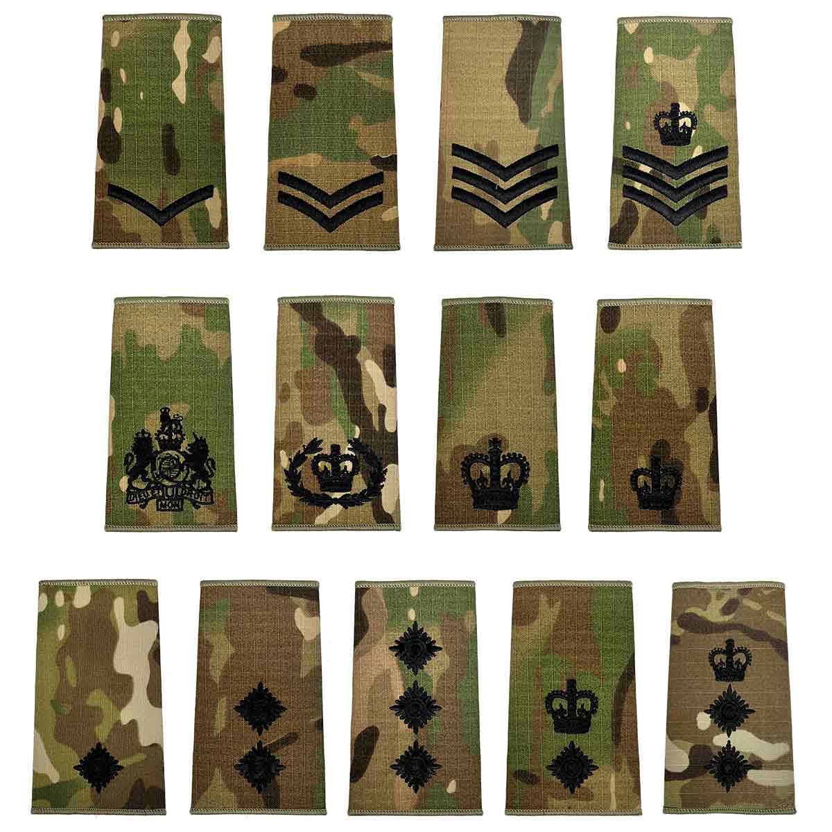 Multicam Rank Slides with Black Embroidery (Pair)
