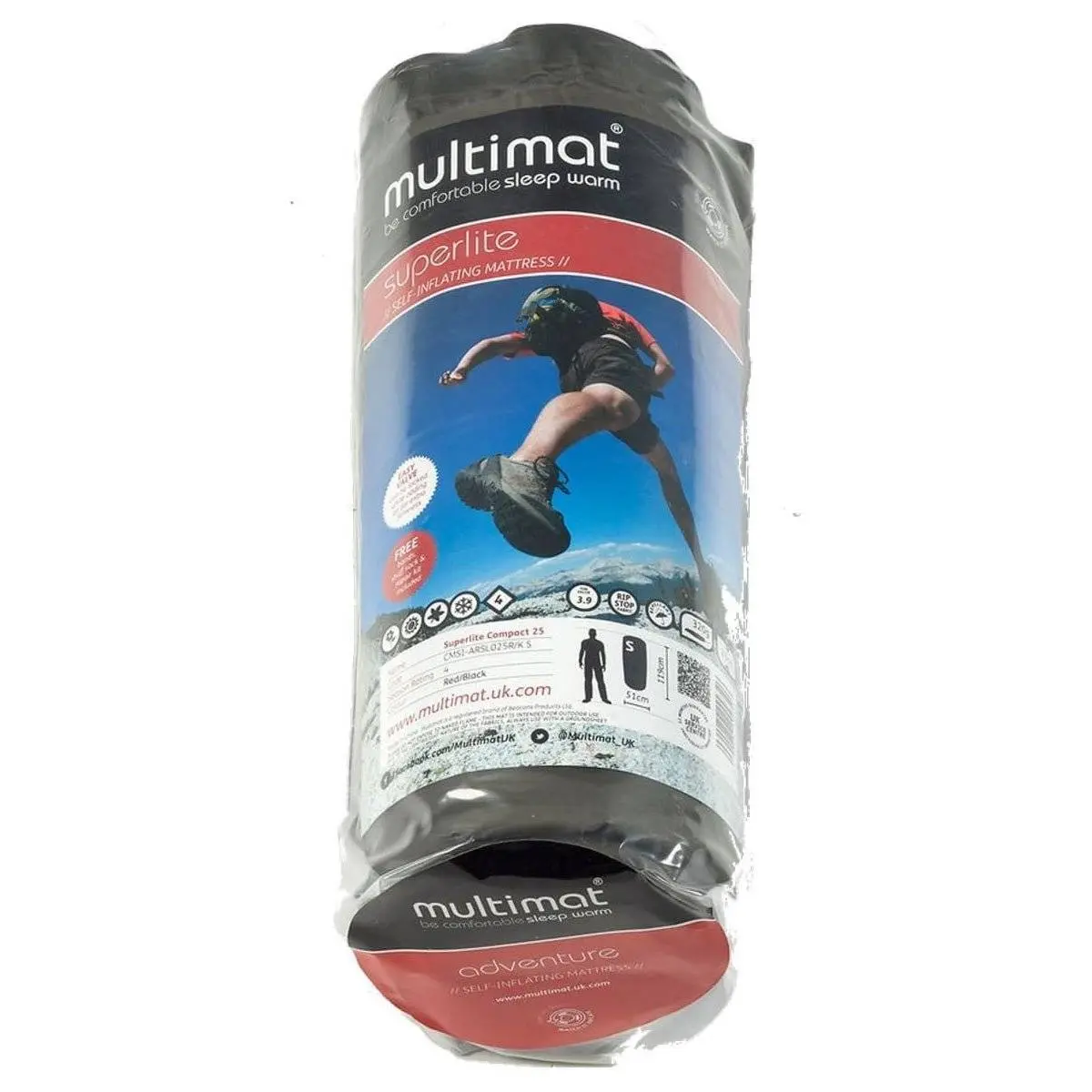 Multimat Superlite 25 S Self Inflating Mattress Red and Black - Image 5