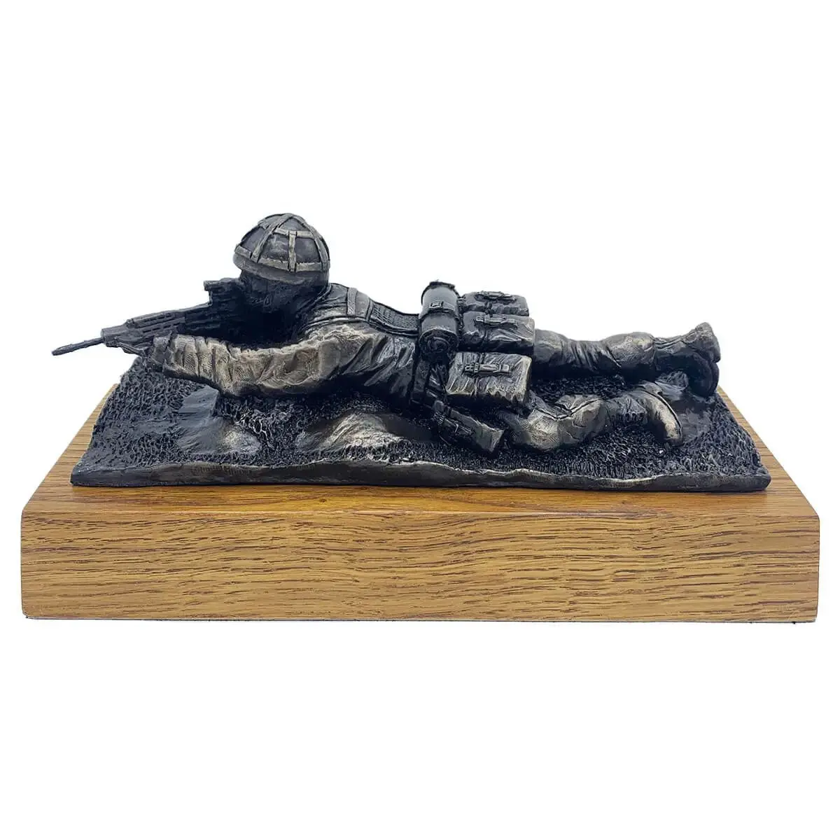 Prone Soldier with SA80 Bronze Resin Statue