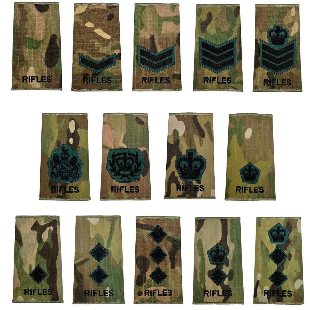 Rifles Regiment Multicam Rank Slides (Pair)