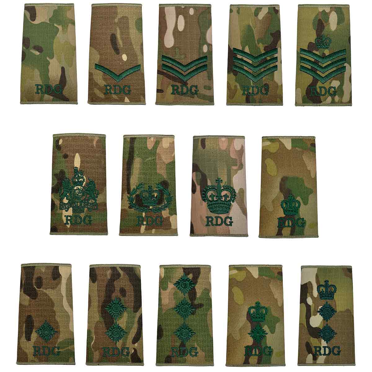 Royal Dragoon Guards Multicam Rank Slides (Pair)