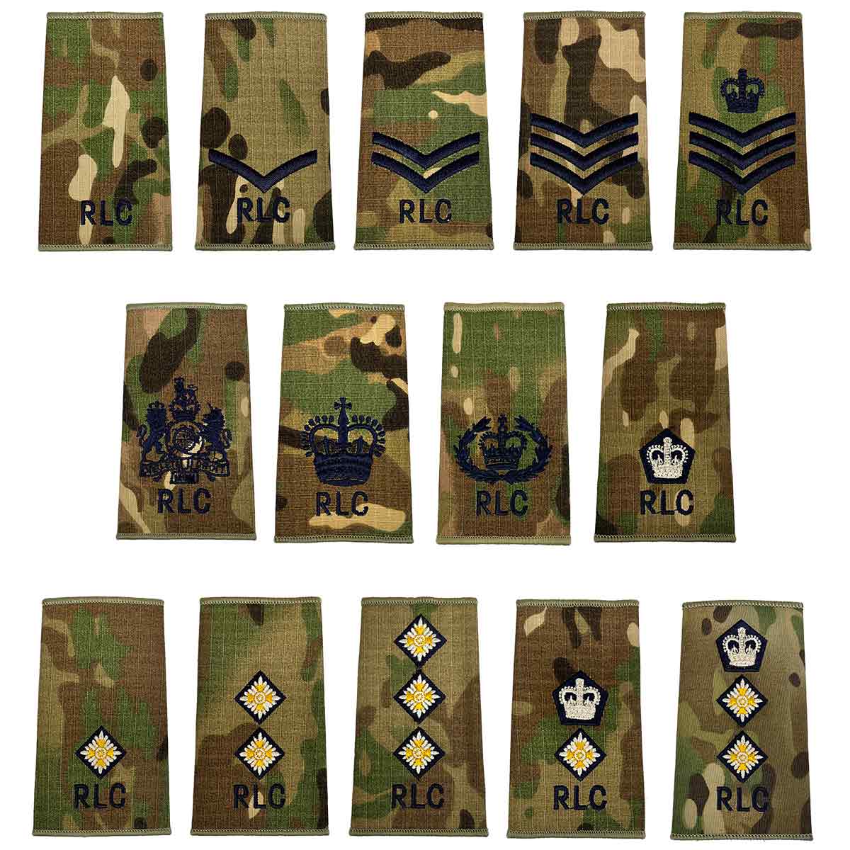 Royal Logistic Corps RLC Multicam Rank Slides (Pair)