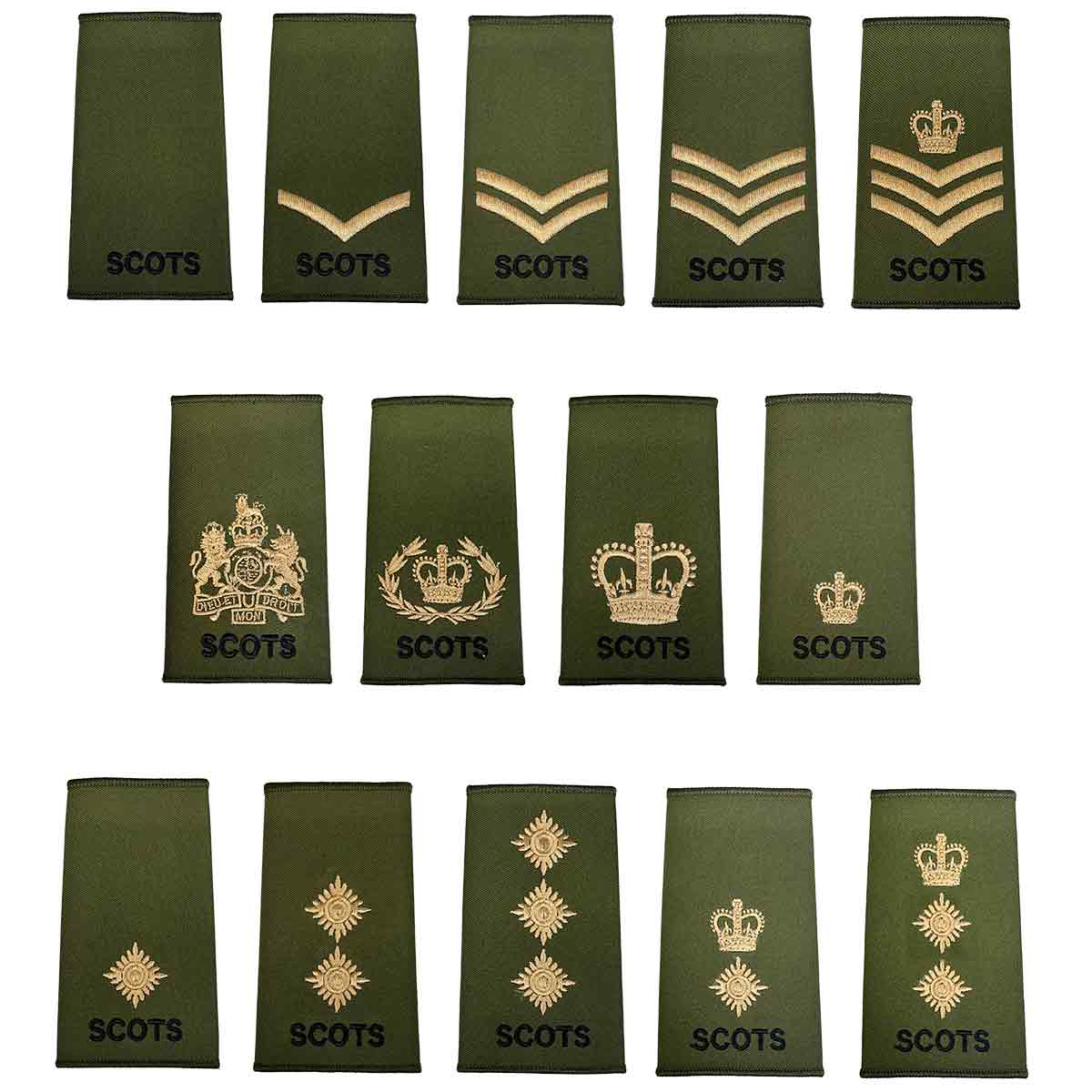 Royal Regiment of Scotland Olive Green Rank Slides (Pair)