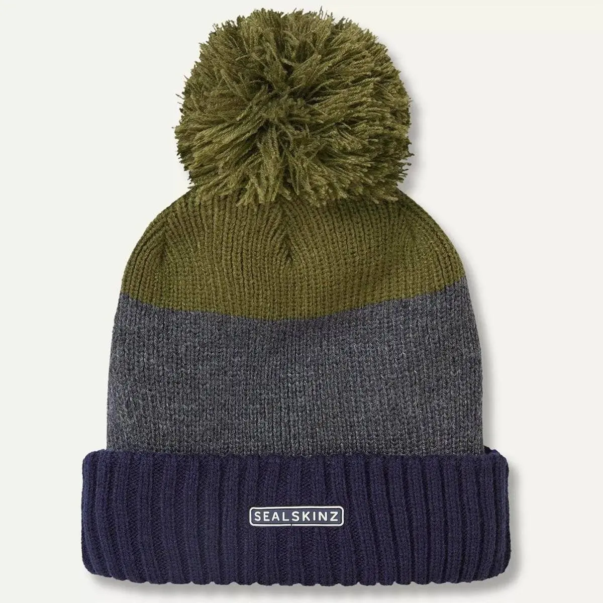 Sealskinz Flitcham Waterproof Fleece Lined Striped Bobble Hat - Image 2