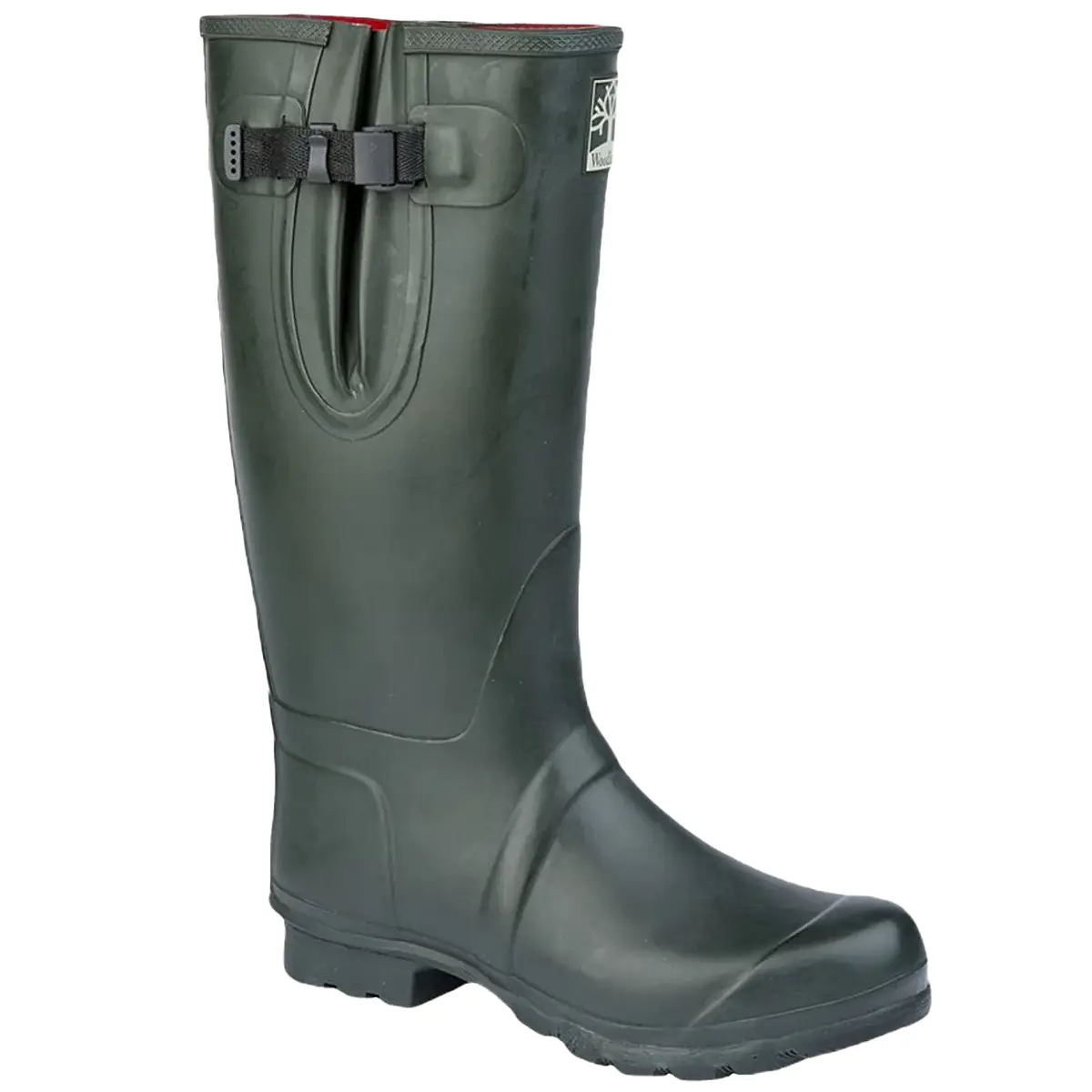 Woodland Neoprene Gusset Wellington Dark Olive Green