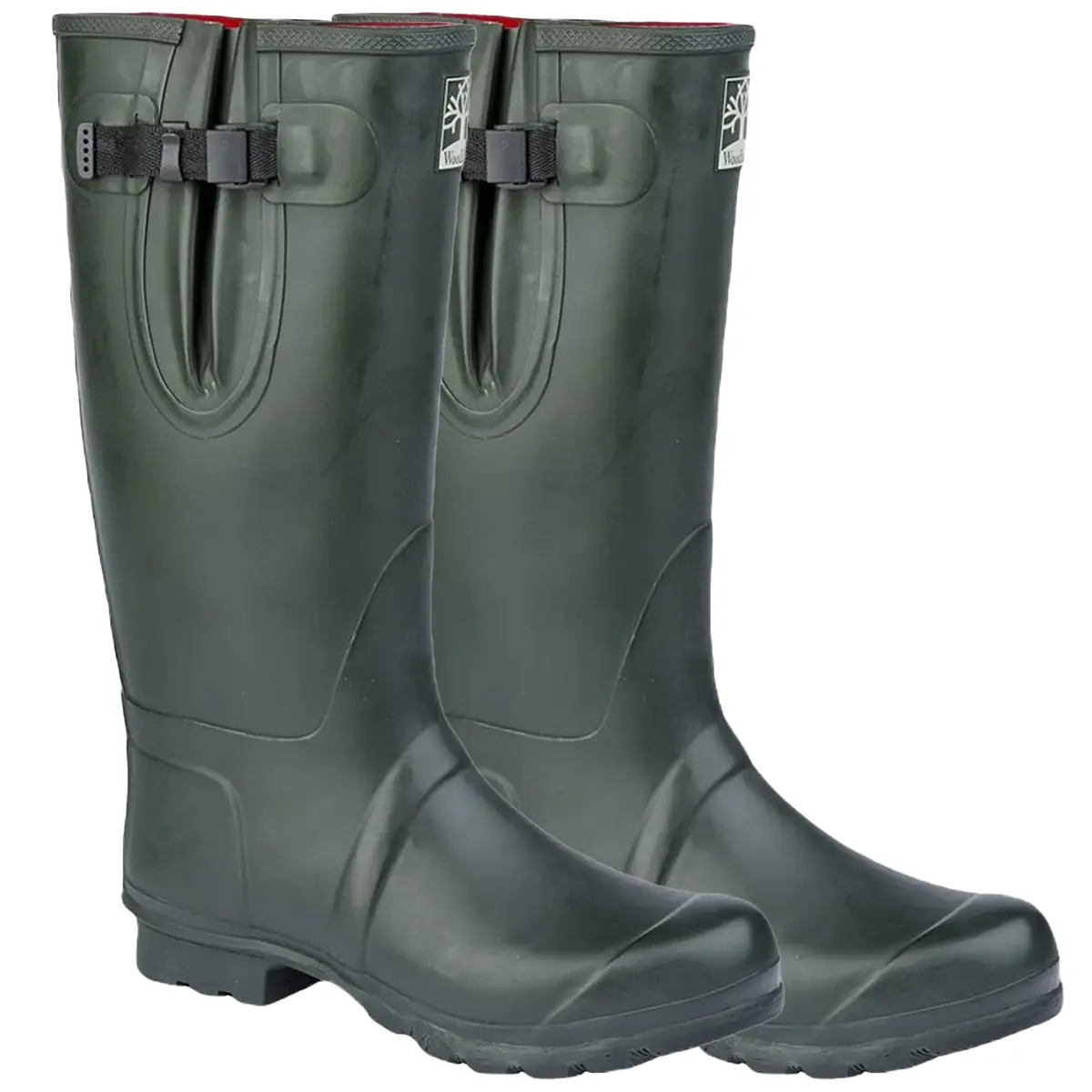Woodland Neoprene Gusset Wellington Dark Olive Green - Image 2
